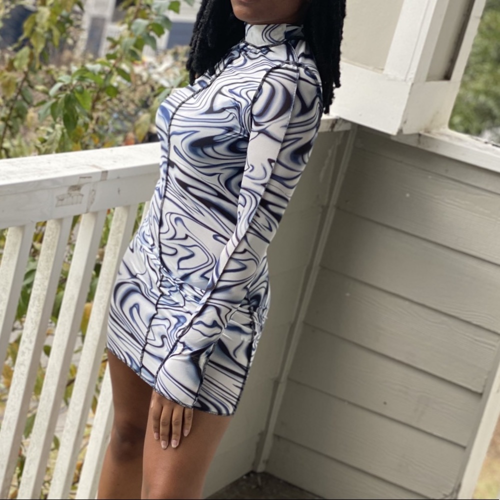 Long Sleeve Mesh Dress